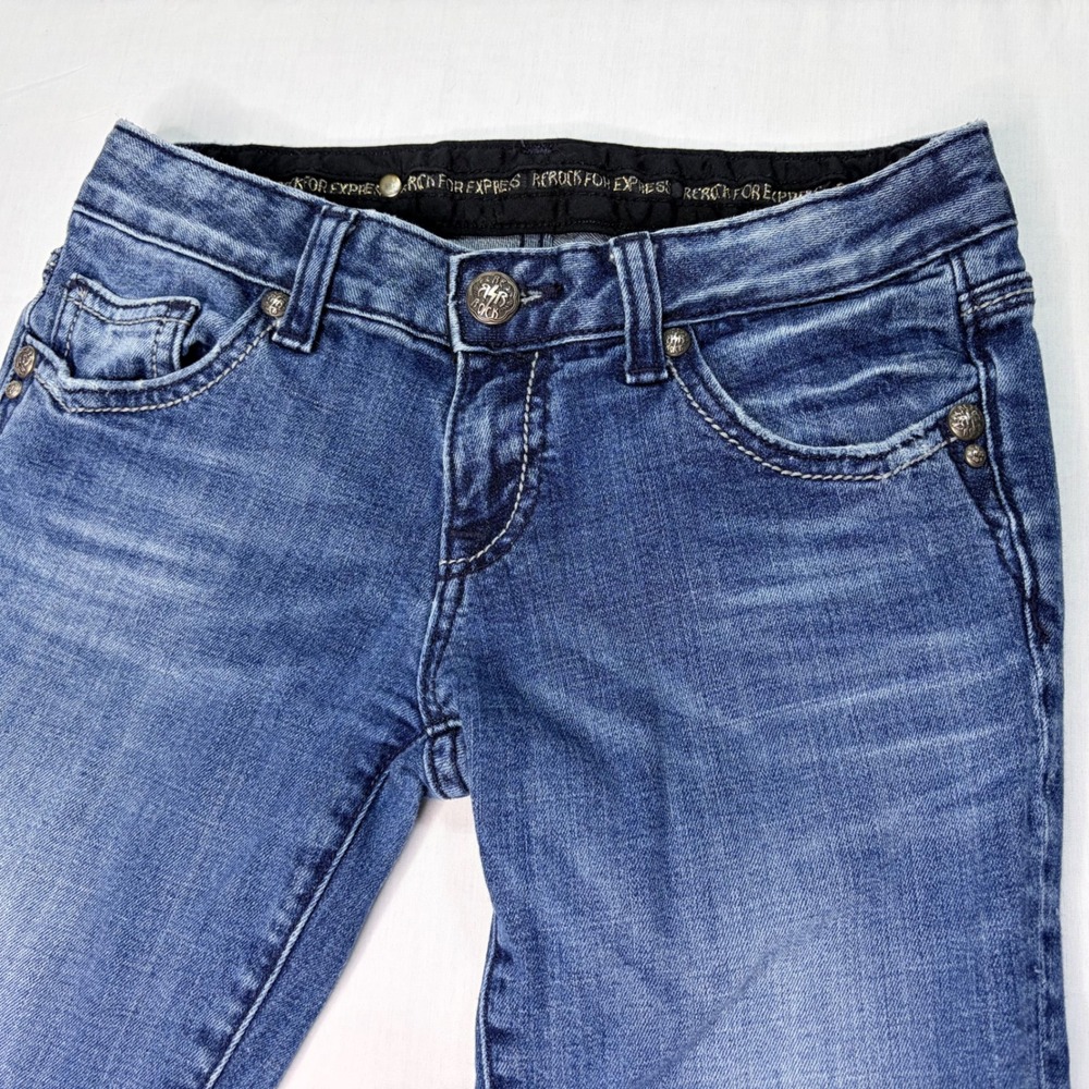 Bebop For Express Bootcut Jeans Blue Wash Embellished Pockets Womens Size‎ 2R